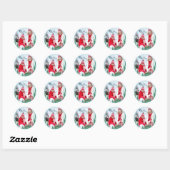 Feestelijke Magische Winter Sneeuw Wereldbol Kerst Ronde Sticker (Vel)