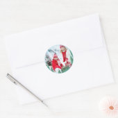 Feestelijke Magische Winter Sneeuw Wereldbol Kerst Ronde Sticker (Envelop)