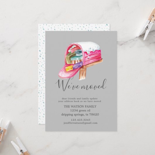 feestelijke mailbox Moving Announcement Kaart (Voorkant / Achterkant in situ)