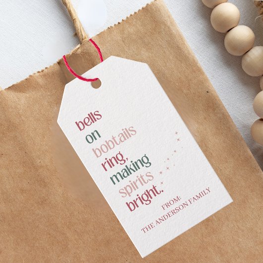 Feestelijke 'Making Spirits Bright' Kerstcadeaukaa Cadeaulabel