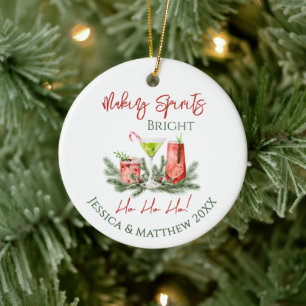 Feestelijke 'Making Spirits Bright' Kerstcocktails Keramisch Ornament
