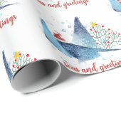 Feestelijke Manta Ray Zeeen en Groeten Cadeaupapier (Rol Hoek)