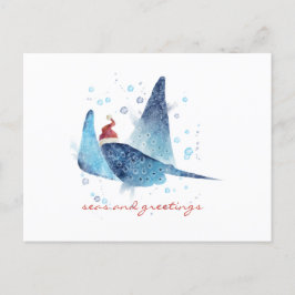 Feestelijke Manta Ray Zeeen en Groeten Feestdagenkaart
