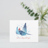 Feestelijke Manta Ray Zeeen en Groeten Feestdagenkaart (Staand voorkant)