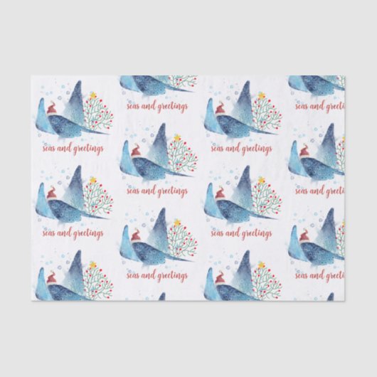 Feestelijke Manta Ray Zeeen en Groeten Tissuepapier (Voorkant)