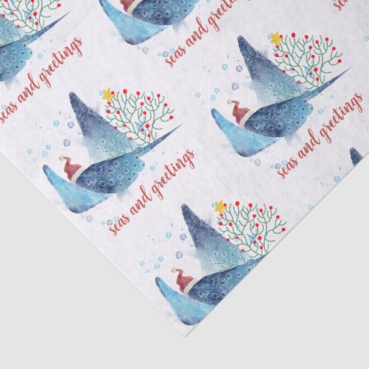 Feestelijke Manta Ray Zeeen en Groeten Tissuepapier (Detail)