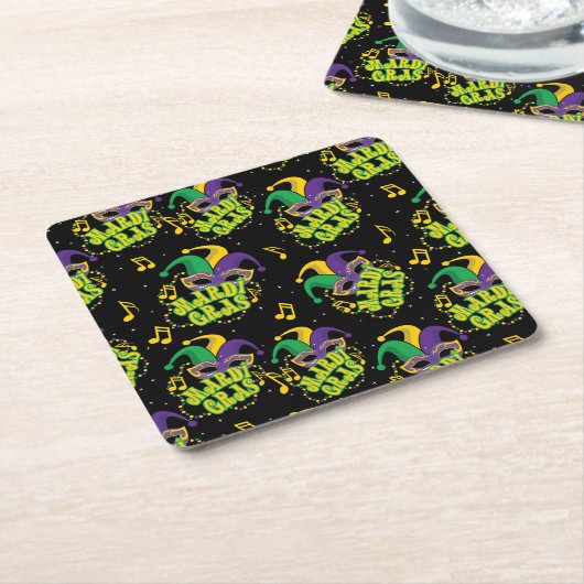 Feestelijke Mardi Gras Kartonnen Onderzetters (Schuin)