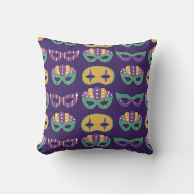 Feestelijke Mardi Gras Masks Kussen (Voorkant)