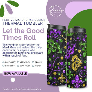 Feestelijke Mardi Gras-ontwerp thermische tumbler Thermosbeker