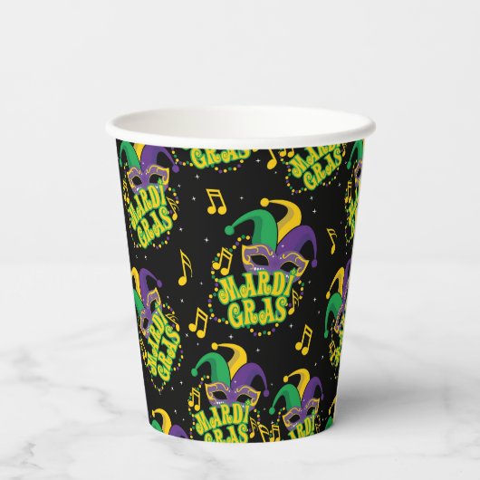 Feestelijke Mardi Gras Papieren Bekers (Achterkant)
