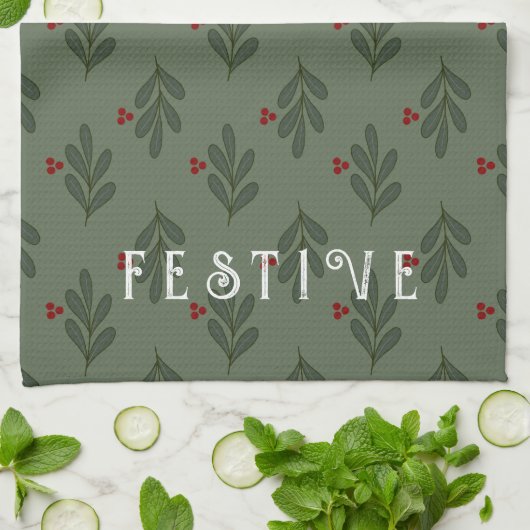 Feestelijke maretak -  theedoek (Gevouwen)