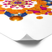 Feestelijke Marigold & Diya Rangoli Muurkunst Poster (Hoek)