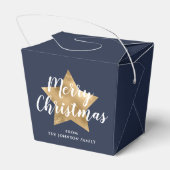 Feestelijke Marine Blauw Gouden Ster Kerstmis Bedankdoosjes (Achterkant)