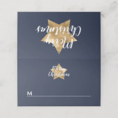 Feestelijke Marine Blauw Gouden Ster Kerstmis Plaatskaartje (Buitenkant ongevouwen)