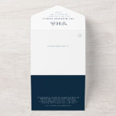 Feestelijke marine monogram vakantie fotocollage all in one uitnodiging (Buitenkant)