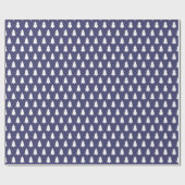 Feestelijke marineblauw-witte kerstboompatroon cadeaupapier (Vlak)