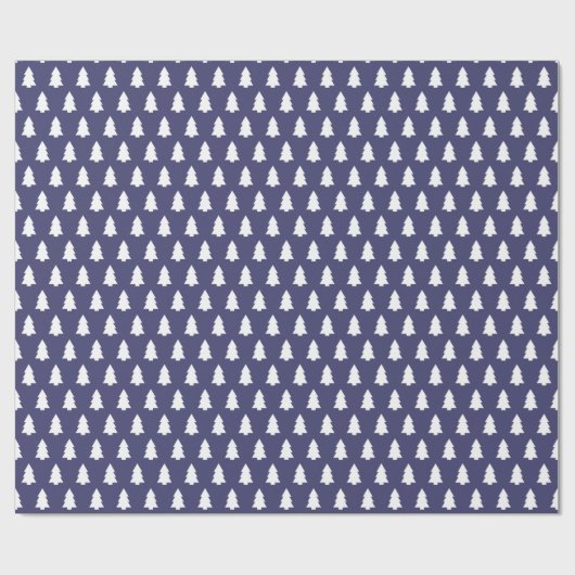Feestelijke marineblauw-witte kerstboompatroon cadeaupapier (Vlak)