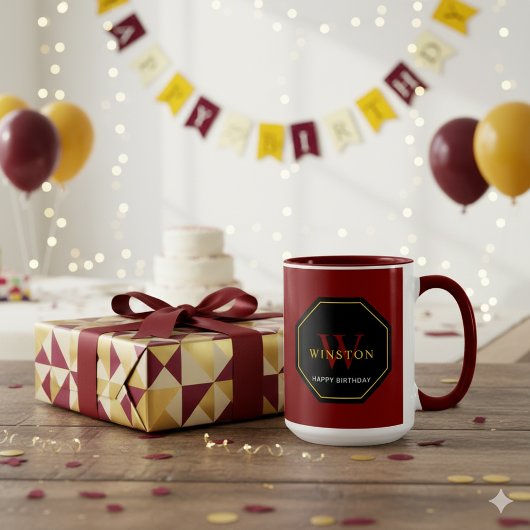 Feestelijke Maroon Combo Mok voor Verjaardagsvieri