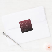 Feestelijke Maroon Moderne Trouwsticker Vierkante Sticker (Envelop)