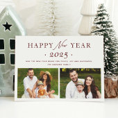 Feestelijke Maroon Red 205 Gelukkig Nieuwjaar 2 Fo Feestdagenkaart