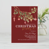 Feestelijke Maroon Red Christmas Tree Ornamenten P Kaart (Staand voorkant)