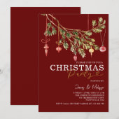 Feestelijke Maroon Red Christmas Tree Ornamenten P Kaart (Voorkant / Achterkant)