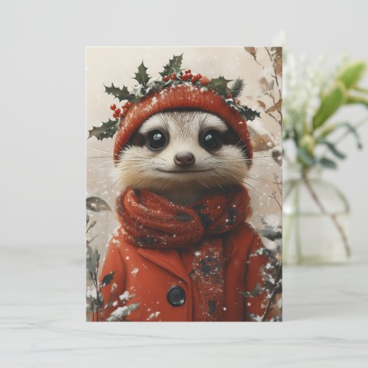 Feestelijke Meerkat in Winter Wonderland Kaart (Staand voorkant)