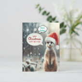 Feestelijke Meerkat Kerstman Feestdagenkaart (Staand voorkant)