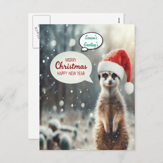 Feestelijke Meerkat Kerstman Feestdagenkaart (Voorkant / Achterkant)