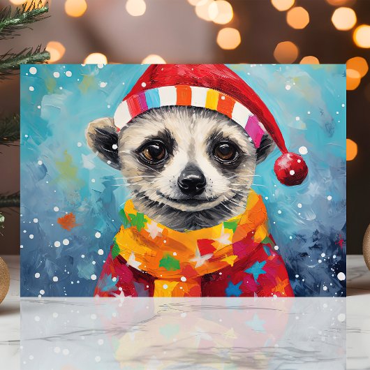 Feestelijke Meerkat Kerstmis Feestdagen Kaart