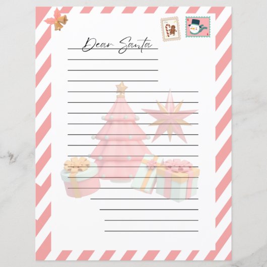 Feestelijke Meisjes Kerstmis Verlanglijstje Brief  (Voorkant)