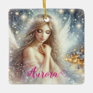 Feestelijke meisjesachtige aquarel etherische vors keramisch ornament