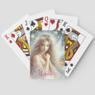 Feestelijke meisjesachtige waterverf etherische vo pokerkaarten