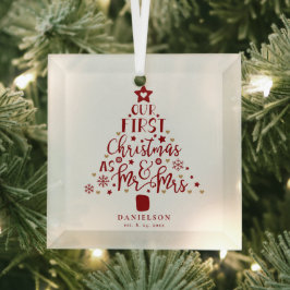 Feestelijke meneer en mevrouw pasgehuwden kerstboo glas ornament