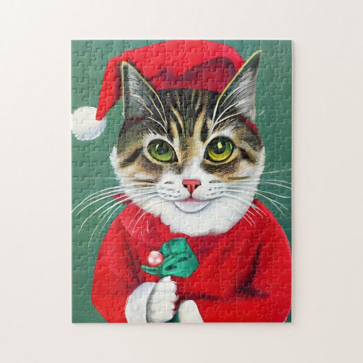 Feestelijke Meowy Kerstkat Theme Jigsaw Puzzel (Verticaal)