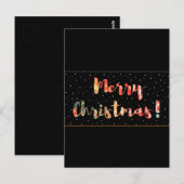 Feestelijke Merry Christmas Black & Gold Design Briefkaart (Voorkant / Achterkant)