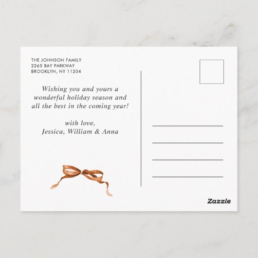 Feestelijke Merry Christmas Boho Bow Ribbon 2 Foto Briefkaart (Achterkant)