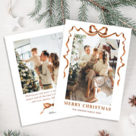 Feestelijke Merry Christmas Boho Bow Ribbon 2 Foto Feestdagenkaart