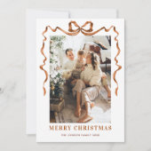 Feestelijke Merry Christmas Boho Bow Ribbon 5 Foto Feestdagenkaart (Voorkant)