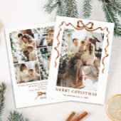 Feestelijke Merry Christmas Boho Bow Ribbon 5 Foto Feestdagenkaart