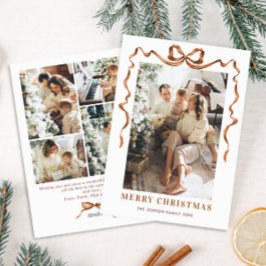 Feestelijke Merry Christmas Boho Bow Ribbon 5 Foto Feestdagenkaart