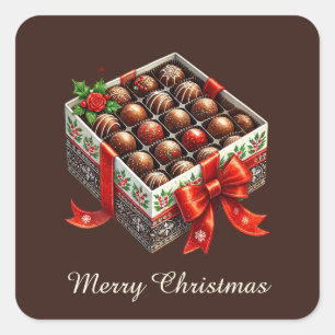 Feestelijke Merry Christmas Chocolate snoep Vierkante Sticker