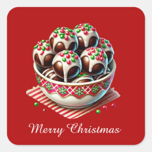 Feestelijke Merry Christmas Chocolate snoep Vierkante Sticker