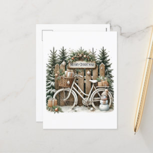 Feestelijke Merry Christmas Country Shed fiets Feestdagenkaart