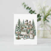 Feestelijke Merry Christmas Country sneeuwman slee Feestdagenkaart (Staand voorkant)