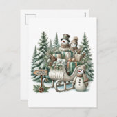 Feestelijke Merry Christmas Country sneeuwman slee Feestdagenkaart (Voorkant / Achterkant)