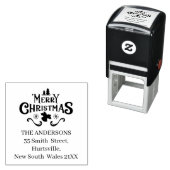 Feestelijke Merry Christmas Custom Address Zelfinktende Stempel (In situ)