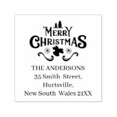 Feestelijke Merry Christmas Custom Address Zelfinktende Stempel (Design)