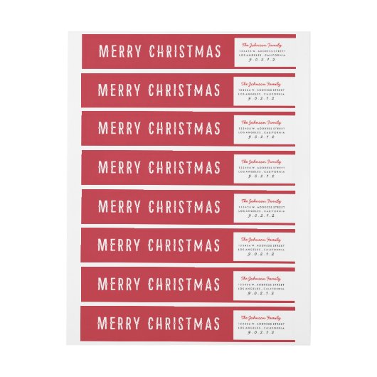 Feestelijke Merry Christmas Skinny Wraparound Labe (Vel)