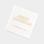 Feestelijke Merry Christmas Typography Bedrijfsnaa Folie Servetten (Links)